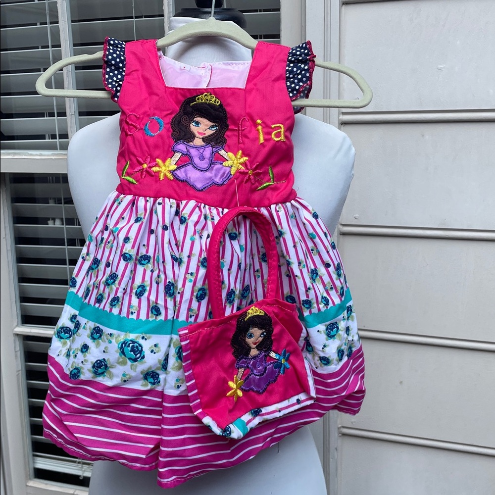 NWOT KIDS - Adorable "Sophia The First" Dress & Matching Purse Size 1 (12-18M)